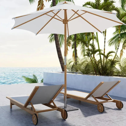Montauk Teak Outdoor Reclining Sunlounger Wheels-Outdoor Cabanas & Loungers-HiTeak-LOOMLAN
