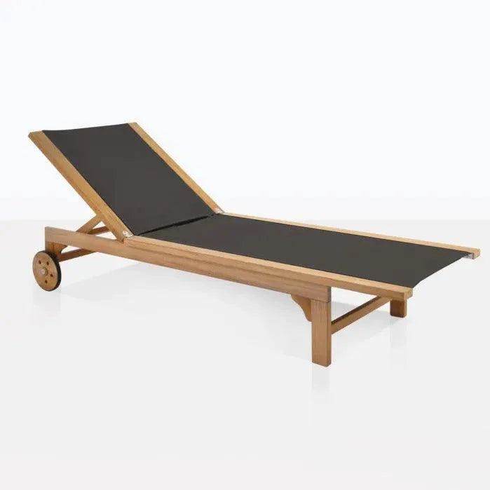 Montauk Teak Outdoor Reclining Sunlounger Wheels-Outdoor Cabanas & Loungers-HiTeak-LOOMLAN