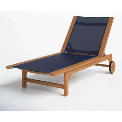 Montauk Teak Outdoor Reclining Sunlounger Wheels-Outdoor Cabanas & Loungers-HiTeak-LOOMLAN
