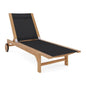 Montauk Teak Outdoor Reclining Sunlounger Wheels-Outdoor Cabanas & Loungers-HiTeak-Black-LOOMLAN