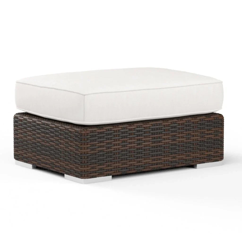 Montecito Sunbrella Outdoor Ottoman-Outdoor Ottomans-Sunset West-Canvas Flax-LOOMLAN