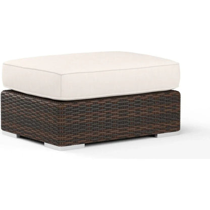 Montecito Sunbrella Outdoor Ottoman-Outdoor Ottomans-Sunset West-Canvas Natural-LOOMLAN