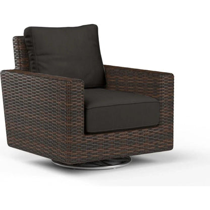 Montecito Sunbrella Swivel Outdoor Rocker-Outdoor Accent Chairs-Sunset West-Spectrum Carbon-LOOMLAN