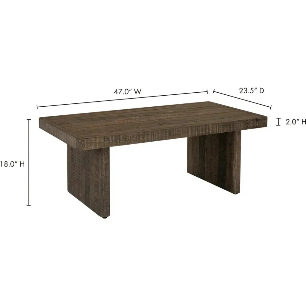 Monterey Rustic Solid Pine Wood Coffee Table - LOOMLAN - Moe's Home - Coffee Tables