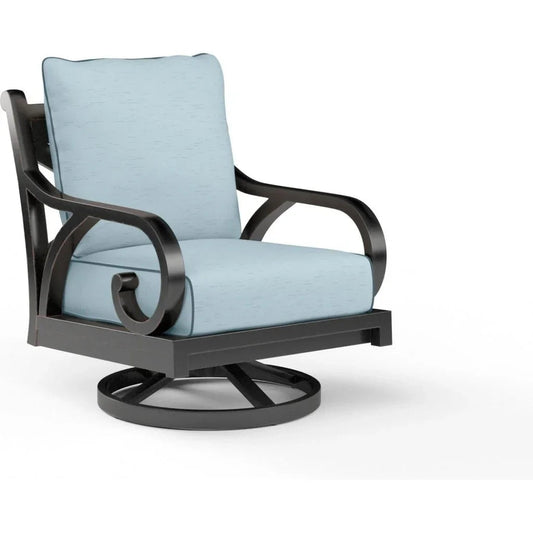 Monterey Sunbrella Swivel Outdoor Rocker-Outdoor Accent Chairs-Sunset West-Canvas Skyline-LOOMLAN