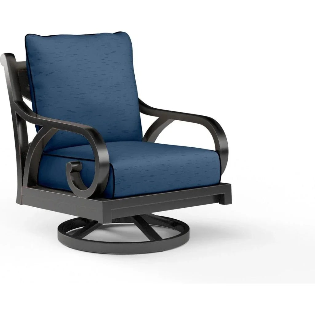 Monterey Sunbrella Swivel Outdoor Rocker-Outdoor Accent Chairs-Sunset West-Spectrum Indigo-LOOMLAN