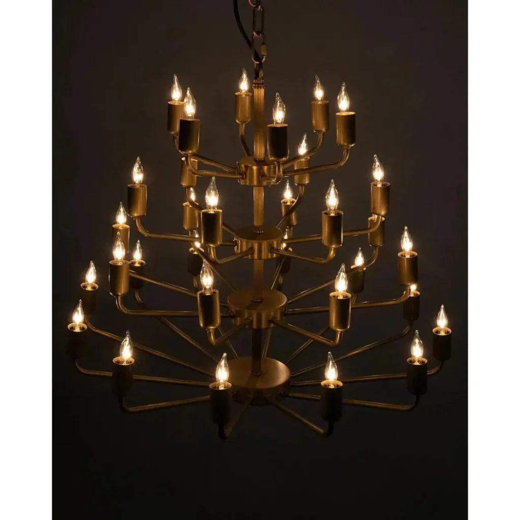 Montoro Metal Chandelier With Antique Brass - LOOMLAN - Noir - Chandeliers