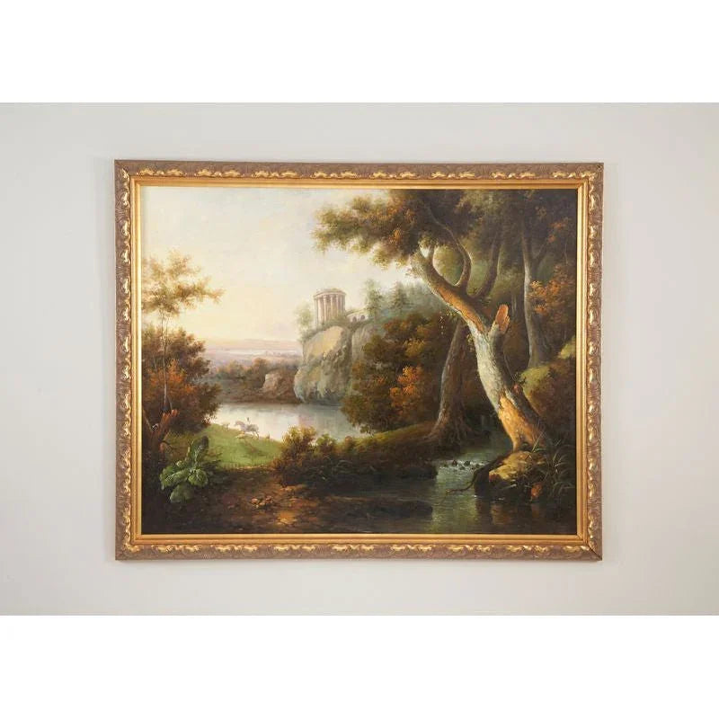 Monument On Cliff Hand Painted Artwork-Framed Wall Art-Chelsea House-LOOMLAN