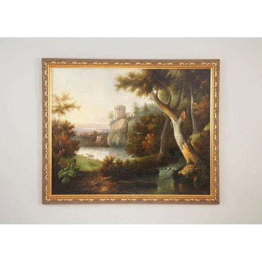 Monument On Cliff Hand Painted Artwork-Framed Wall Art-Chelsea House-LOOMLAN