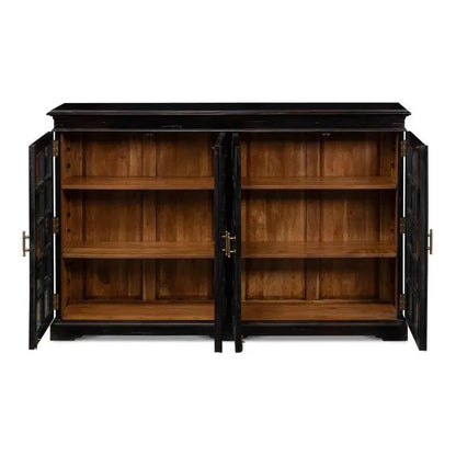 Morgan Library Case Slim Glass Doors Low Sideboard - LOOMLAN - Sarreid - Sideboards