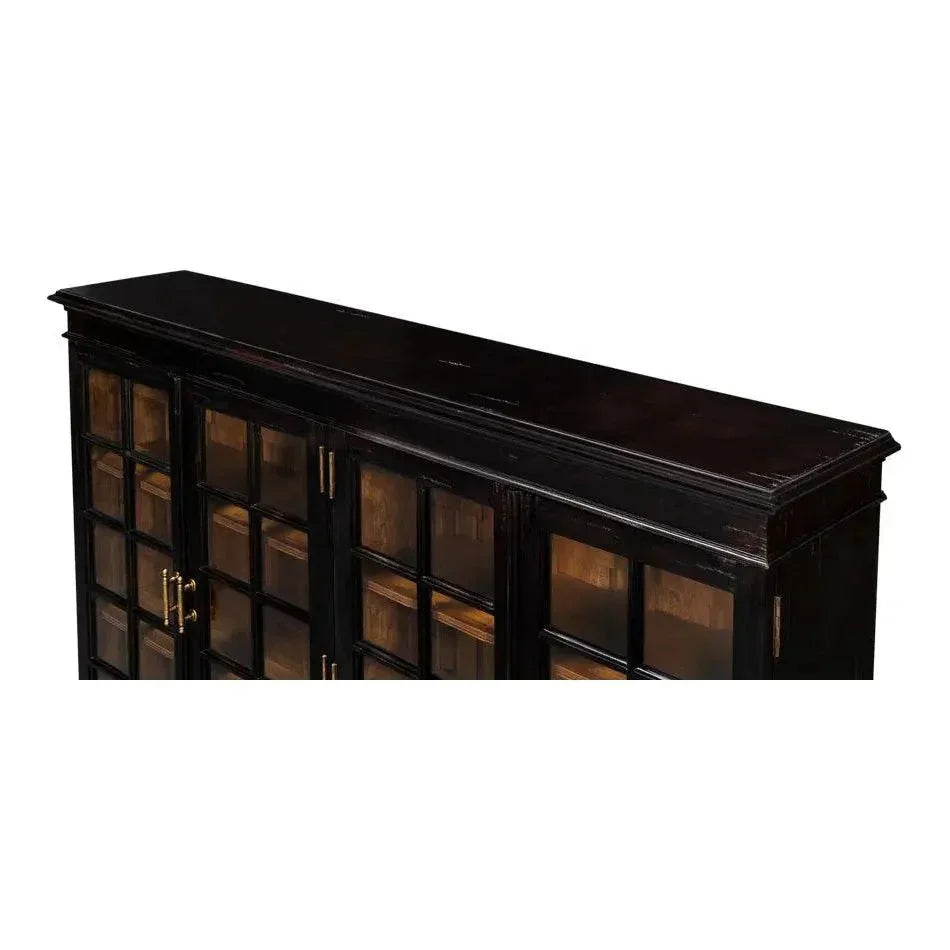 Morgan Library Case Slim Glass Doors Low Sideboard - LOOMLAN - Sarreid - Sideboards