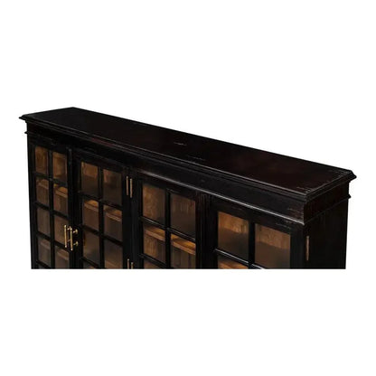 Morgan Library Case Slim Glass Doors Low Sideboard - LOOMLAN - Sarreid - Sideboards