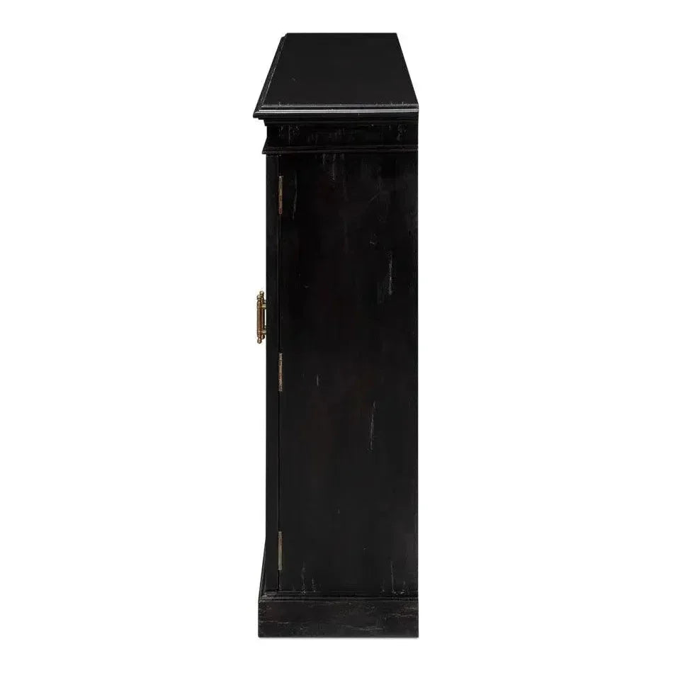 Morgan Library Case Slim Glass Doors Low Sideboard - LOOMLAN - Sarreid - Sideboards