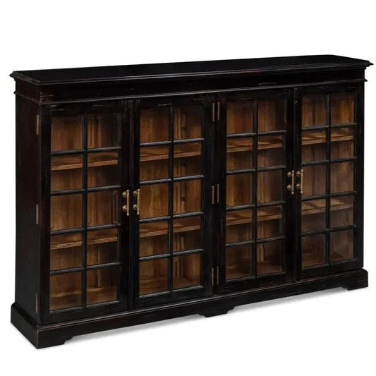 Morgan Library Case Slim Glass Doors Low Sideboard - LOOMLAN - Sarreid - Sideboards