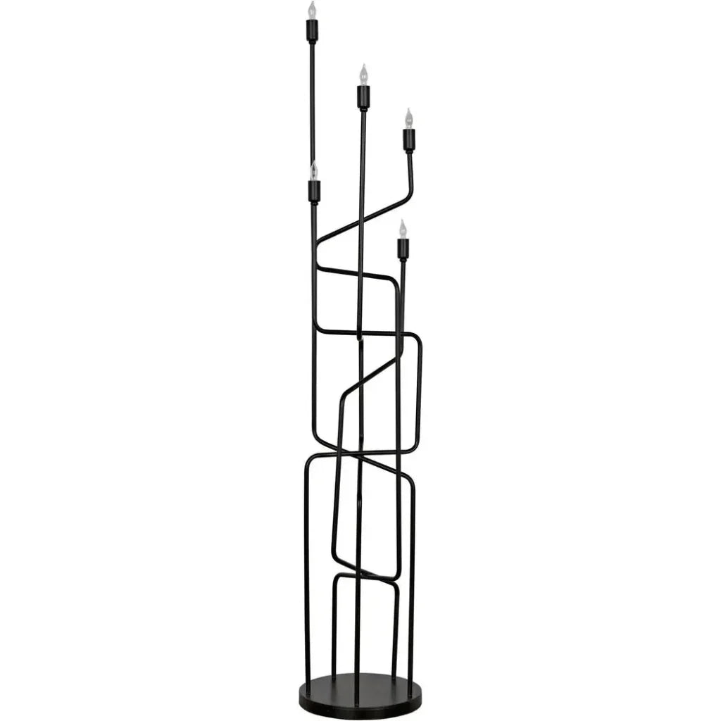 Moriarty Floor Lamp, Black Metal-Floor Lamps-Noir-LOOMLAN