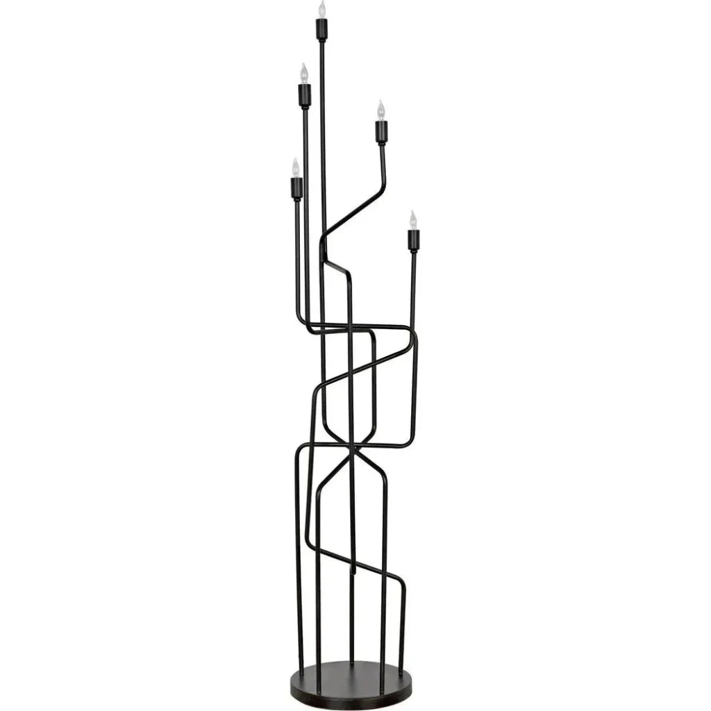 Moriarty Floor Lamp, Black Metal-Floor Lamps-Noir-LOOMLAN