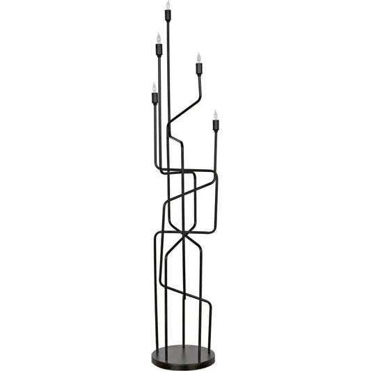 Moriarty Floor Lamp, Black Metal-Floor Lamps-Noir-LOOMLAN