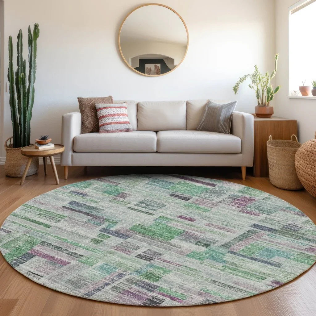 Mosaic Green Washable Indoor-Outdoor Rug-Outdoor Rugs-LOOMLAN Rugs-LOOMLAN