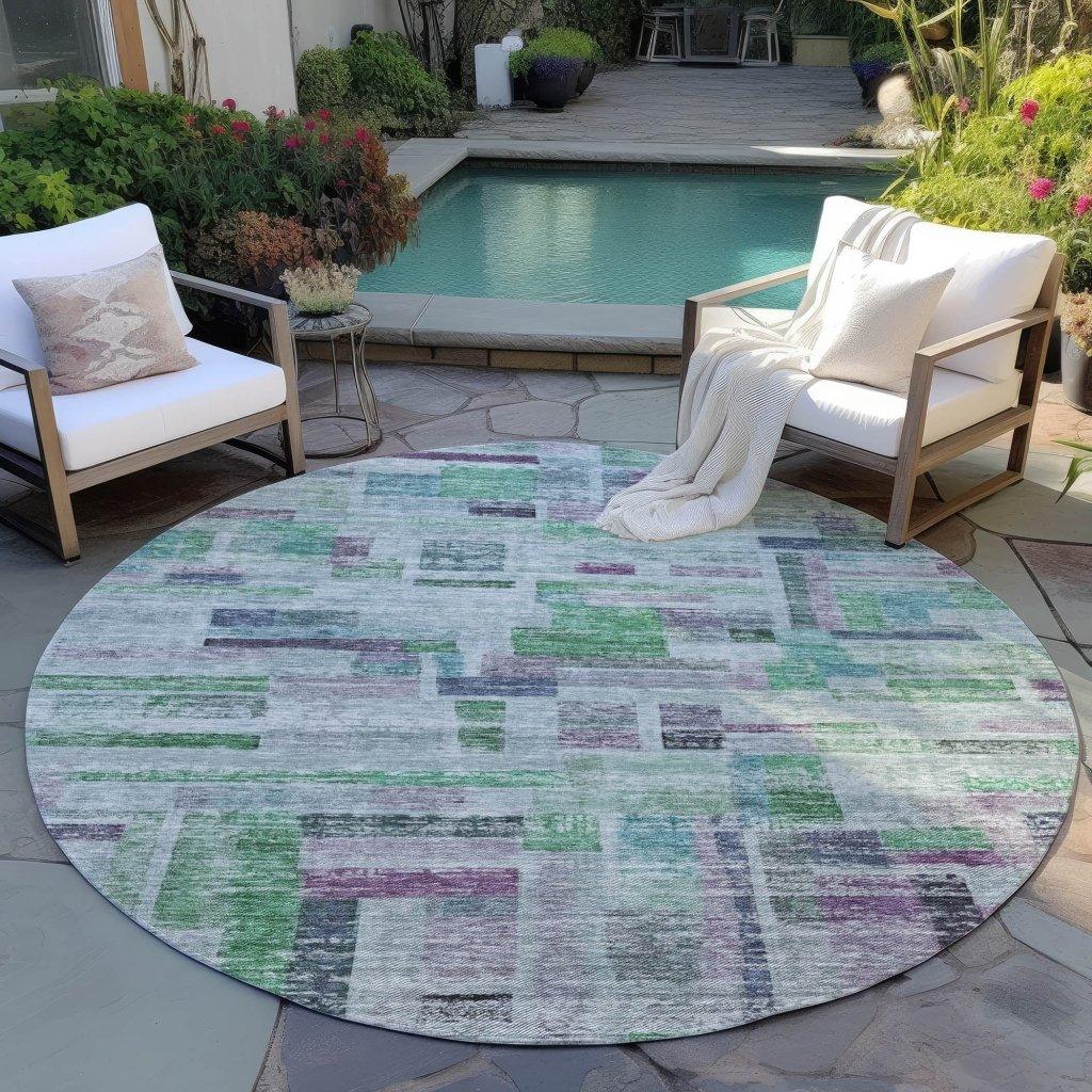 Mosaic Green Washable Indoor-Outdoor Rug-Outdoor Rugs-LOOMLAN Rugs-LOOMLAN