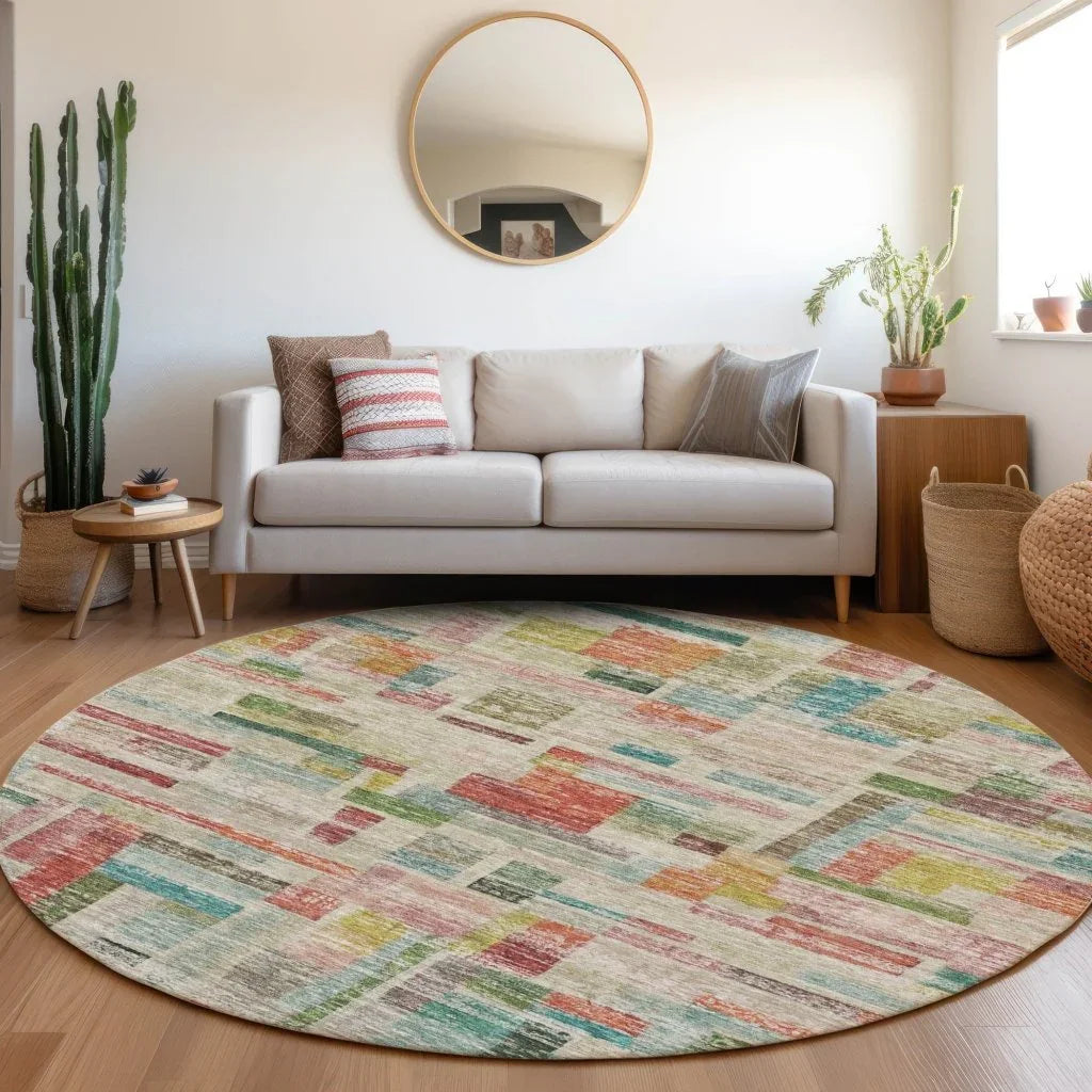 Mosaic Orange Washable Indoor-Outdoor Rug-Outdoor Rugs-LOOMLAN Rugs-LOOMLAN