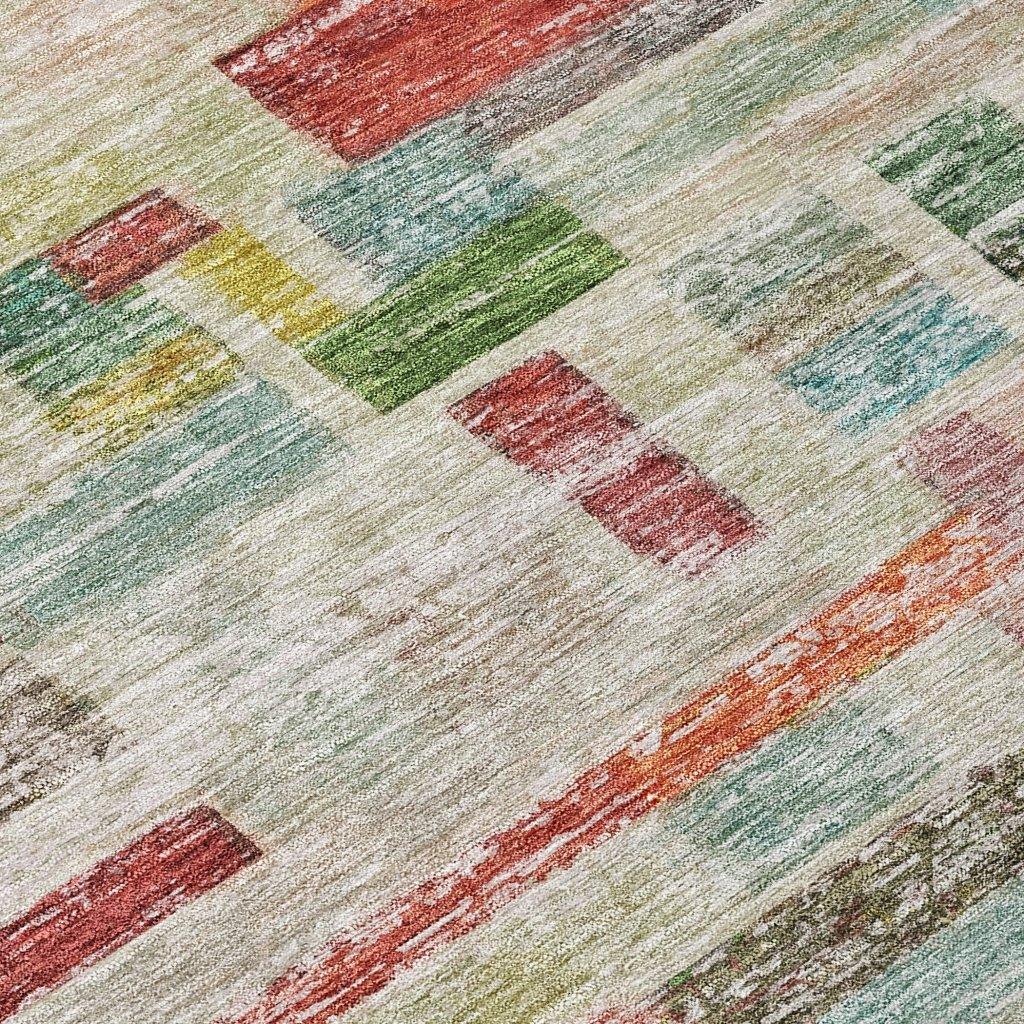 Mosaic Orange Washable Indoor-Outdoor Rug-Outdoor Rugs-LOOMLAN Rugs-LOOMLAN