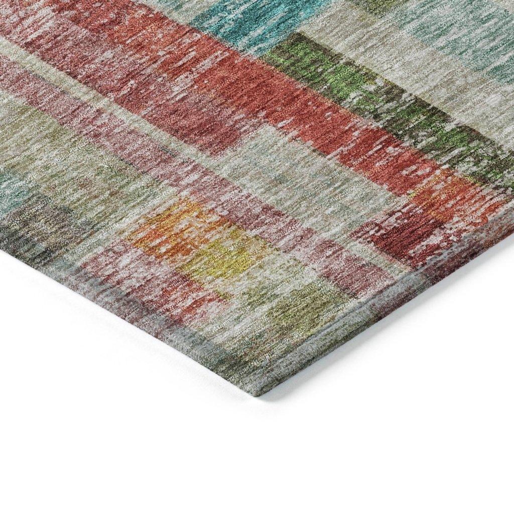 Mosaic Orange Washable Indoor-Outdoor Rug-Outdoor Rugs-LOOMLAN Rugs-LOOMLAN