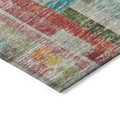 Mosaic Orange Washable Indoor-Outdoor Rug-Outdoor Rugs-LOOMLAN Rugs-LOOMLAN