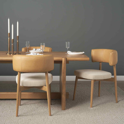 Motley Tan Leather Armless Dining Chair 2PC