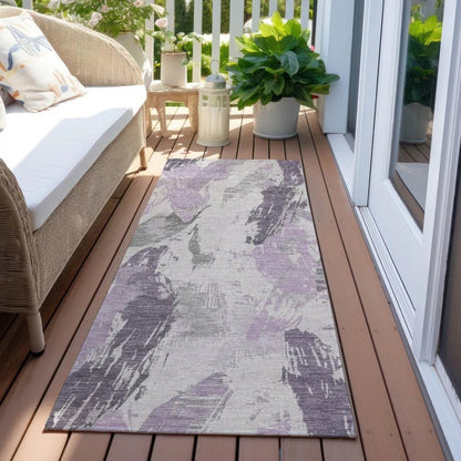 Motyfa Purple Washable Indoor - Outdoor Rug - LOOMLAN - LOOMLAN Rugs - Outdoor Rugs