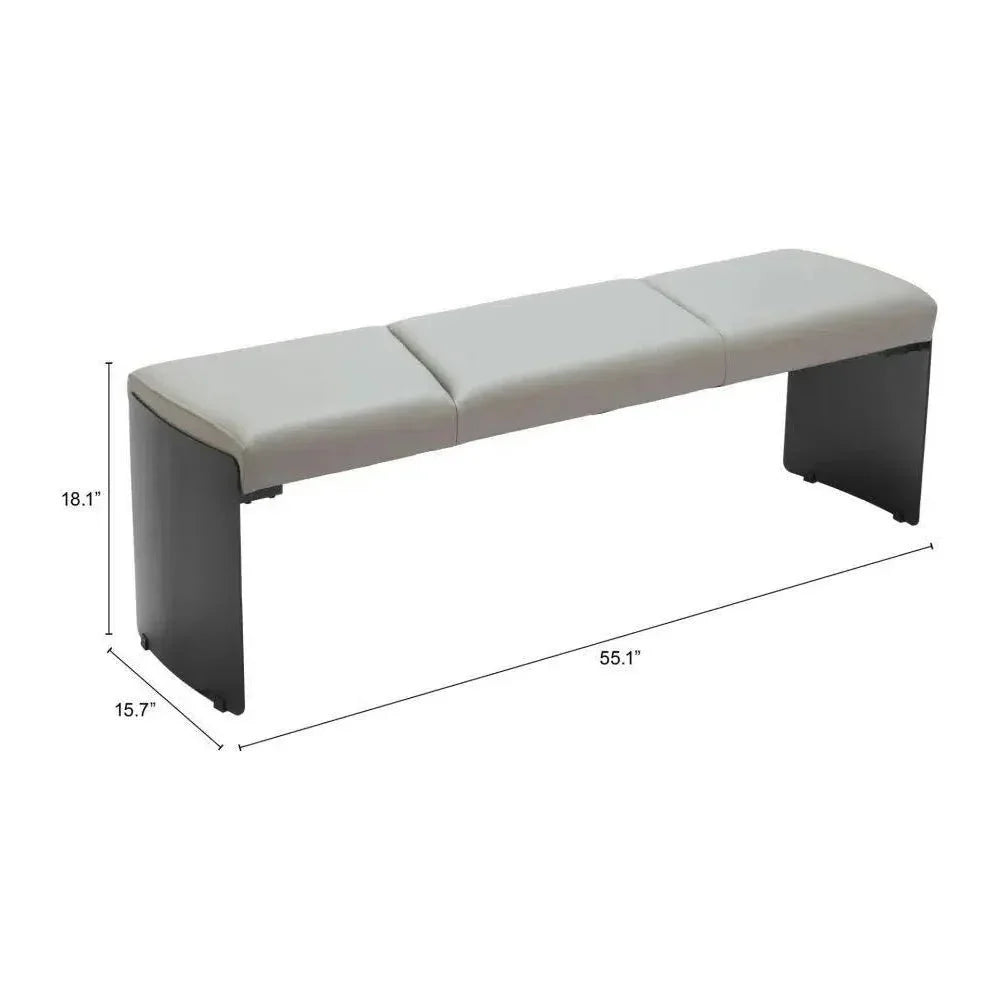 Mur Wood and Steel Grey Bench - LOOMLAN - Zuo Modern - Bedroom Benches