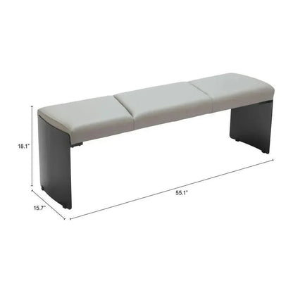Mur Wood and Steel Grey Bench - LOOMLAN - Zuo Modern - Bedroom Benches