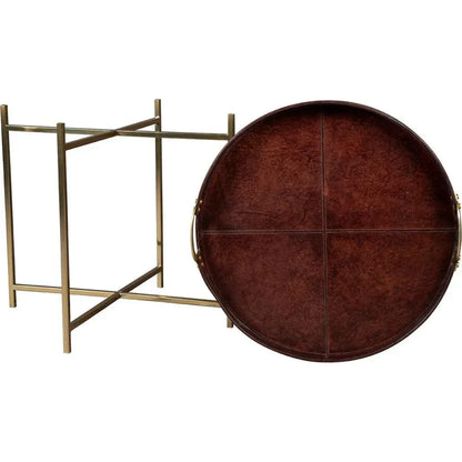 Murphy Leather Round Tray Table - LOOMLAN - Furniture Classics - Side Tables