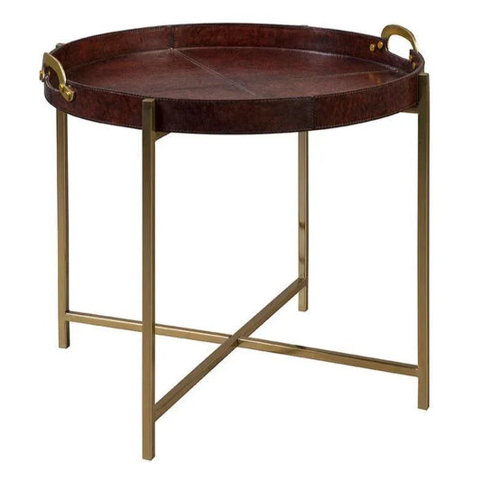 Murphy Leather Round Tray Table - LOOMLAN - Furniture Classics - Side Tables