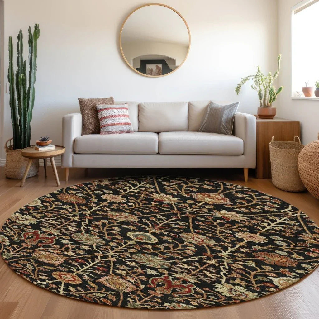 Muse Black Washable Indoor-Outdoor Rug-Outdoor Rugs-LOOMLAN Rugs-LOOMLAN