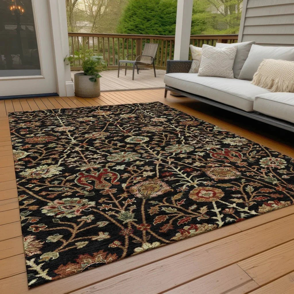 Muse Black Washable Indoor-Outdoor Rug-Outdoor Rugs-LOOMLAN Rugs-LOOMLAN