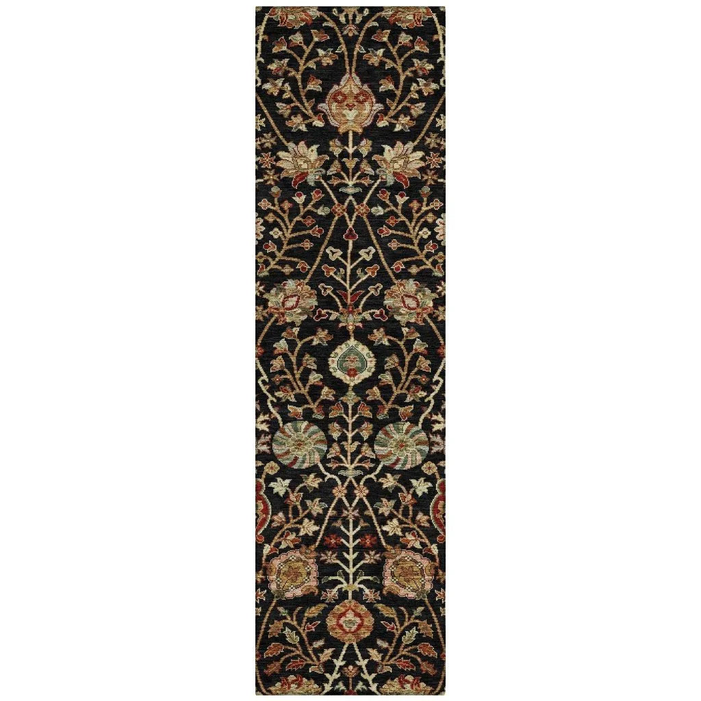 Muse Black Washable Indoor-Outdoor Rug-Outdoor Rugs-LOOMLAN Rugs-2'3" x 7'6"-LOOMLAN