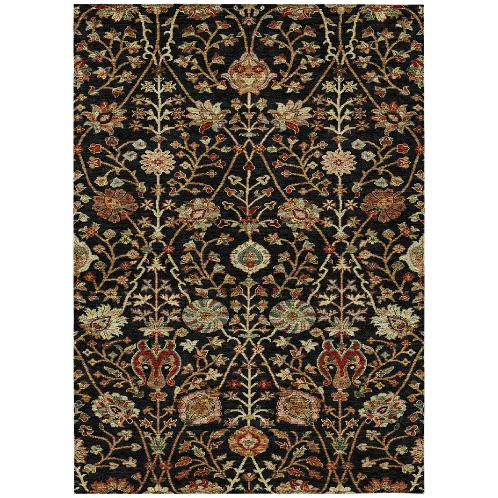 Muse Black Washable Indoor-Outdoor Rug-Outdoor Rugs-LOOMLAN Rugs-2'6" x 3'10"-LOOMLAN