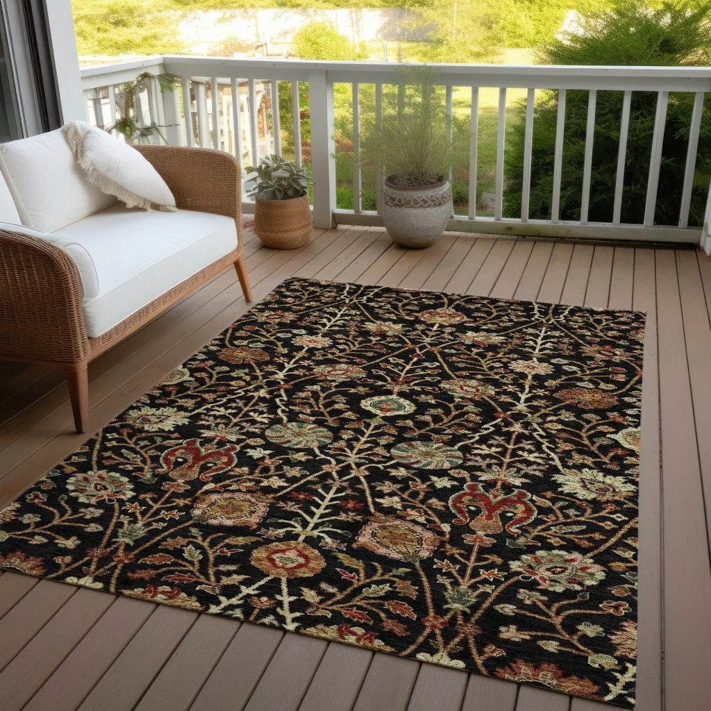 Muse Black Washable Indoor-Outdoor Rug-Outdoor Rugs-LOOMLAN Rugs-LOOMLAN