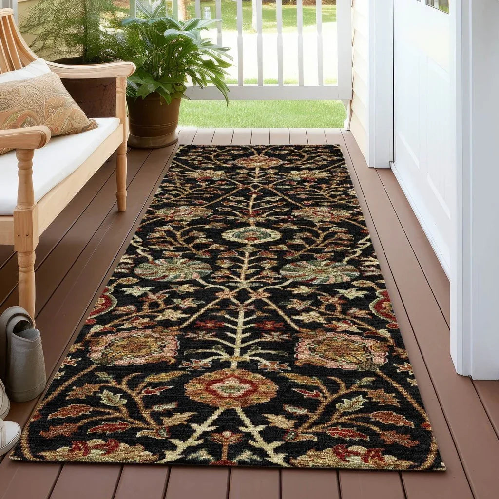 Muse Black Washable Indoor-Outdoor Rug-Outdoor Rugs-LOOMLAN Rugs-LOOMLAN