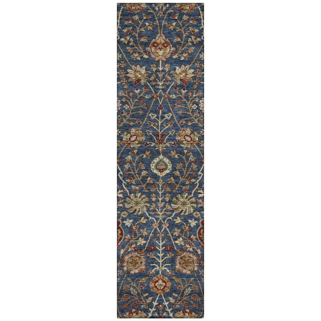 Muse Blue Washable Indoor-Outdoor Rug-Outdoor Rugs-LOOMLAN Rugs-2'3" x 7'6"-LOOMLAN