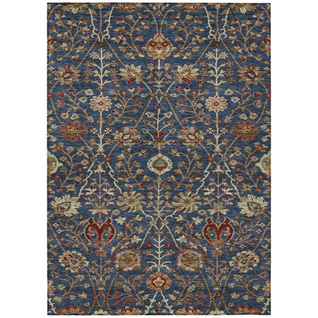 Muse Blue Washable Indoor-Outdoor Rug-Outdoor Rugs-LOOMLAN Rugs-2'6" x 3'10"-LOOMLAN