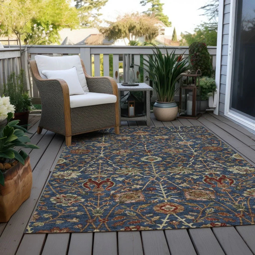 Muse Blue Washable Indoor-Outdoor Rug-Outdoor Rugs-LOOMLAN Rugs-LOOMLAN