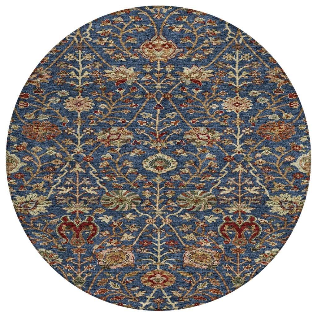 Muse Blue Washable Indoor-Outdoor Rug-Outdoor Rugs-LOOMLAN Rugs-8' x 8'-LOOMLAN