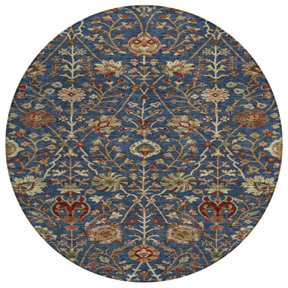 Muse Blue Washable Indoor-Outdoor Rug-Outdoor Rugs-LOOMLAN Rugs-8' x 8'-LOOMLAN