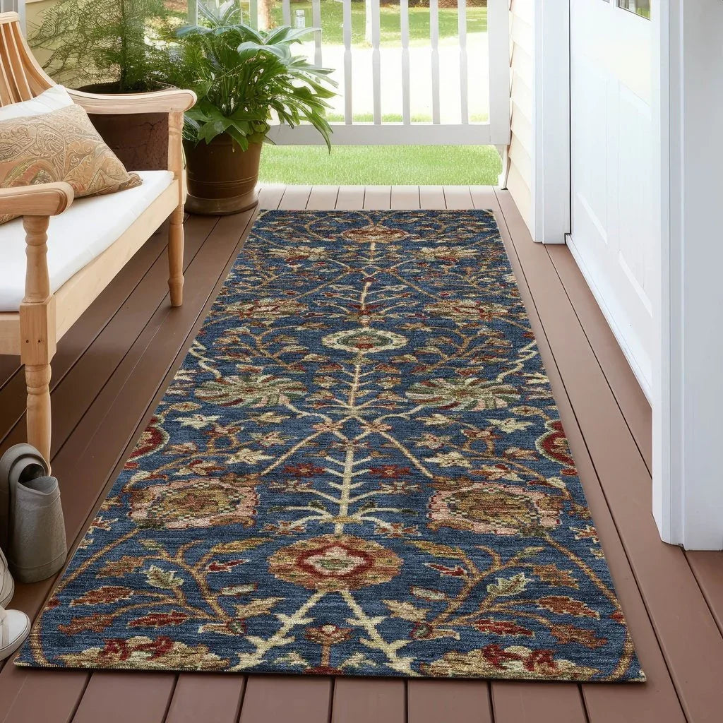 Muse Blue Washable Indoor-Outdoor Rug-Outdoor Rugs-LOOMLAN Rugs-LOOMLAN