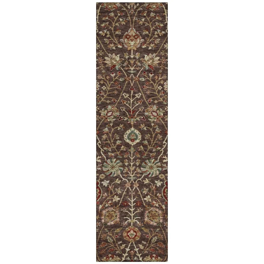 Muse Brown Washable Indoor-Outdoor Rug-Outdoor Rugs-LOOMLAN Rugs-2'3" x 7'6"-LOOMLAN