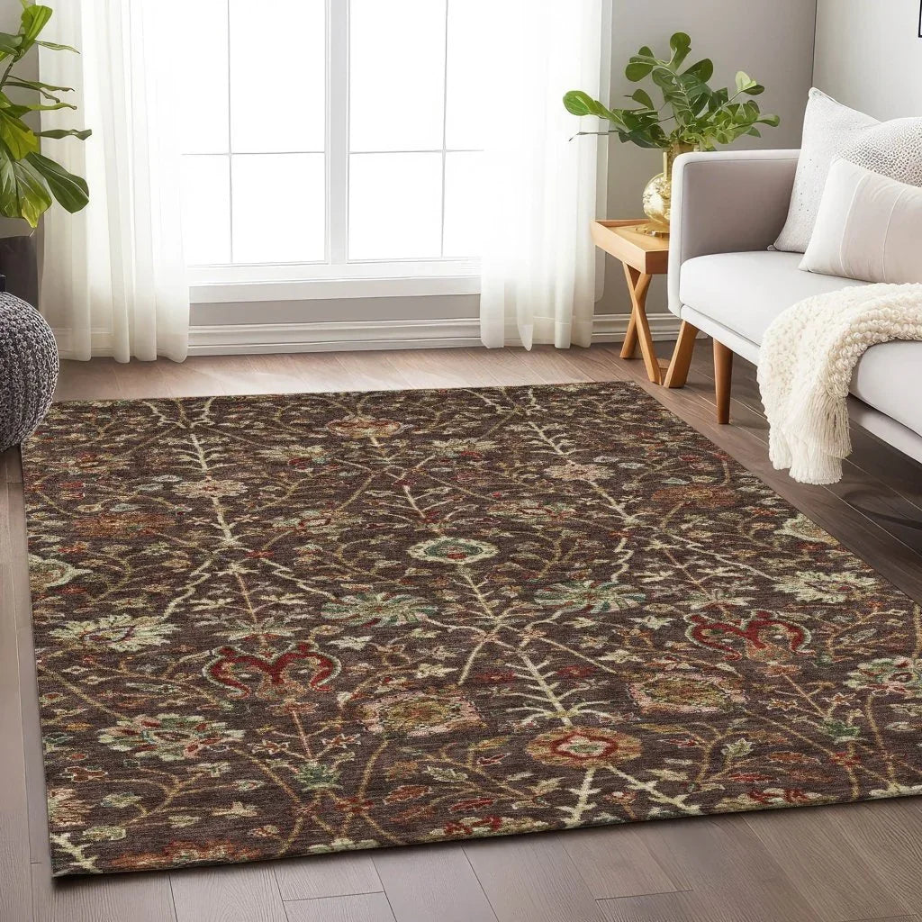 Muse Brown Washable Indoor-Outdoor Rug-Outdoor Rugs-LOOMLAN Rugs-LOOMLAN