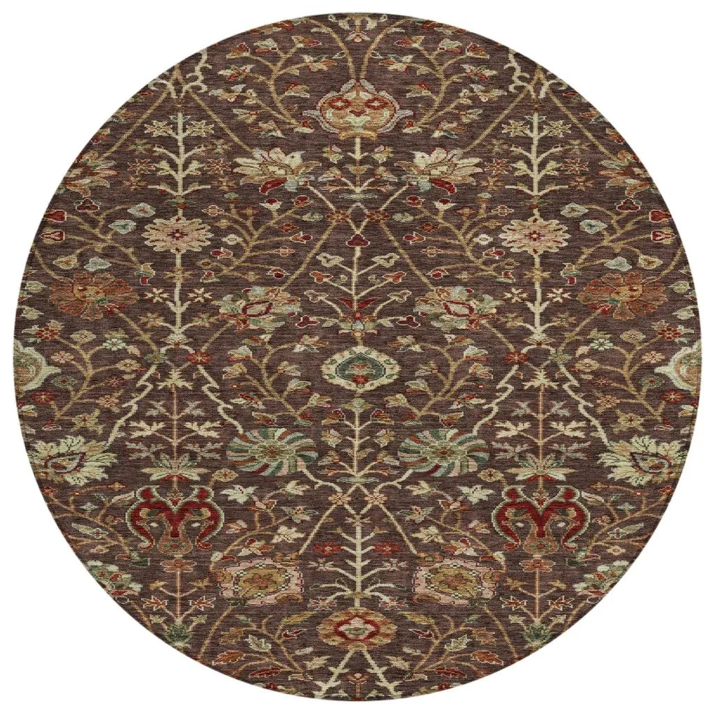 Muse Brown Washable Indoor-Outdoor Rug-Outdoor Rugs-LOOMLAN Rugs-8' x 8'-LOOMLAN