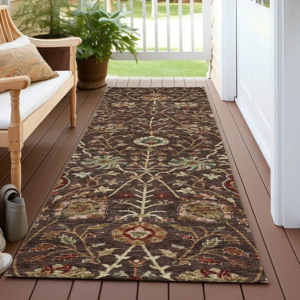 Muse Brown Washable Indoor-Outdoor Rug-Outdoor Rugs-LOOMLAN Rugs-LOOMLAN