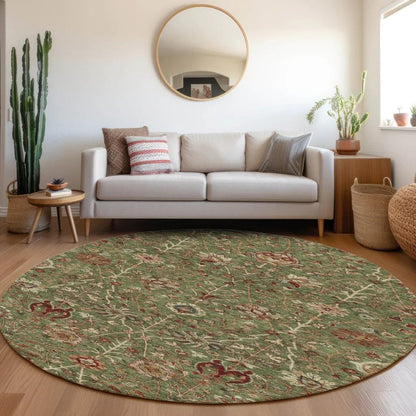 Muse Green Washable Indoor-Outdoor Rug-Outdoor Rugs-LOOMLAN Rugs-LOOMLAN